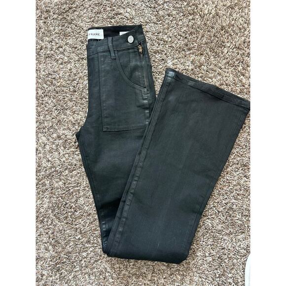 FRAME Denim - Frame Le Flare de Francoise Black Coated Flare Jeans Size 26
